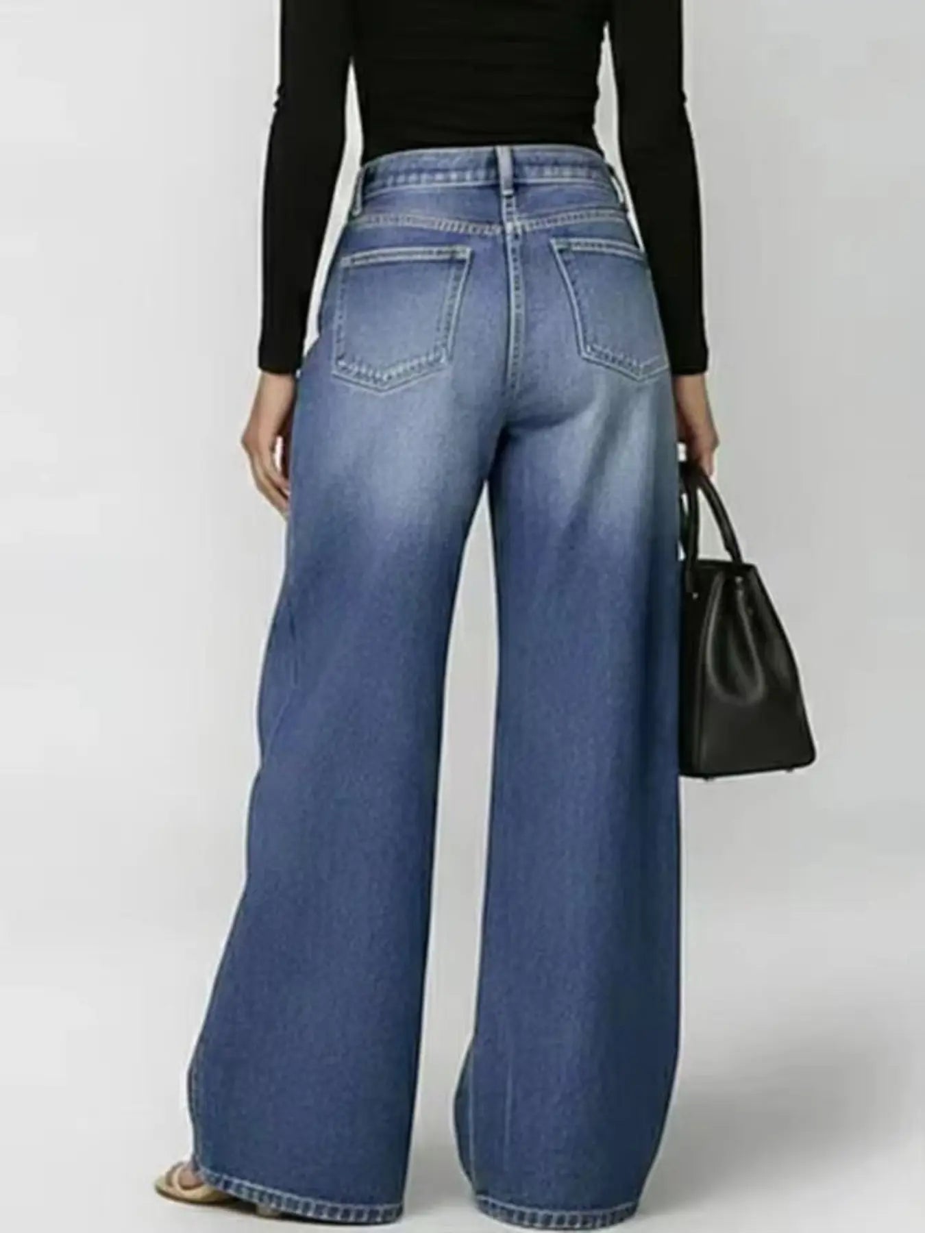 Oversized Baggy Jeans Pants with Metal Eyelet Detail