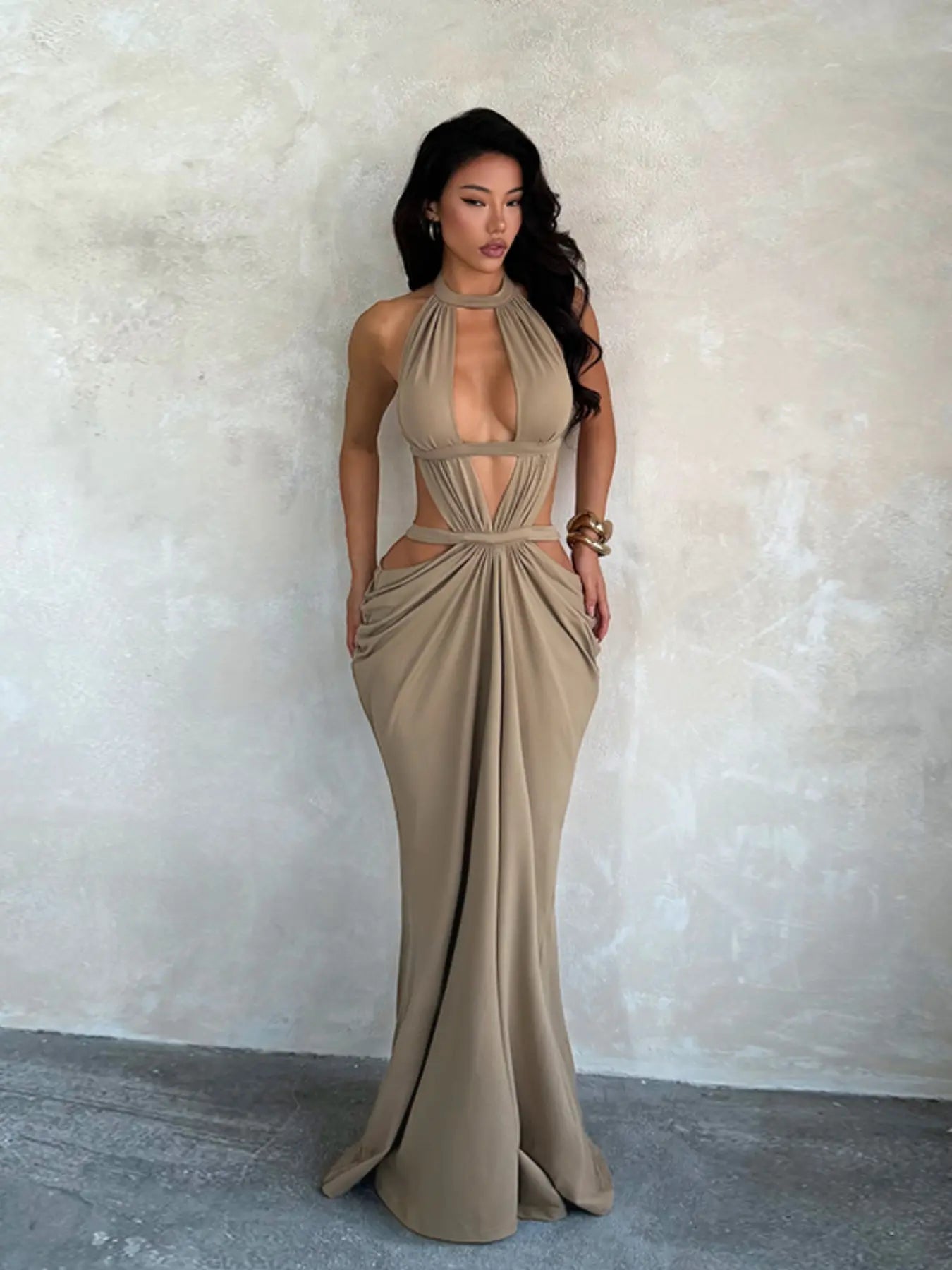 Shimmering Ribbon Vacation Cutout Sleeveless Dress, Elegant Hollow Out Design, Perfect for Summer Parties, Formal Wear, Chic and Comfortable Evening Wear
