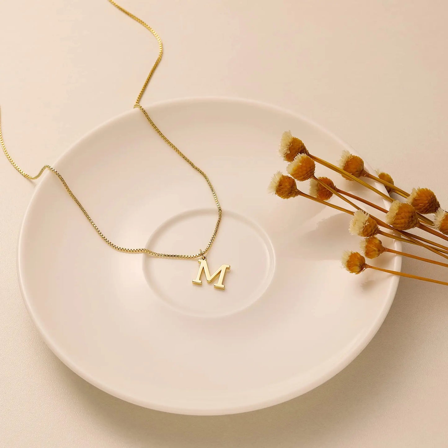 Gold Initial Letter Necklace