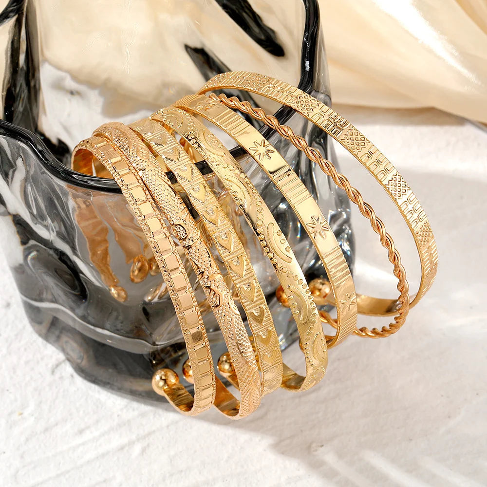 Gold Punk Bangle Set (7pcs)