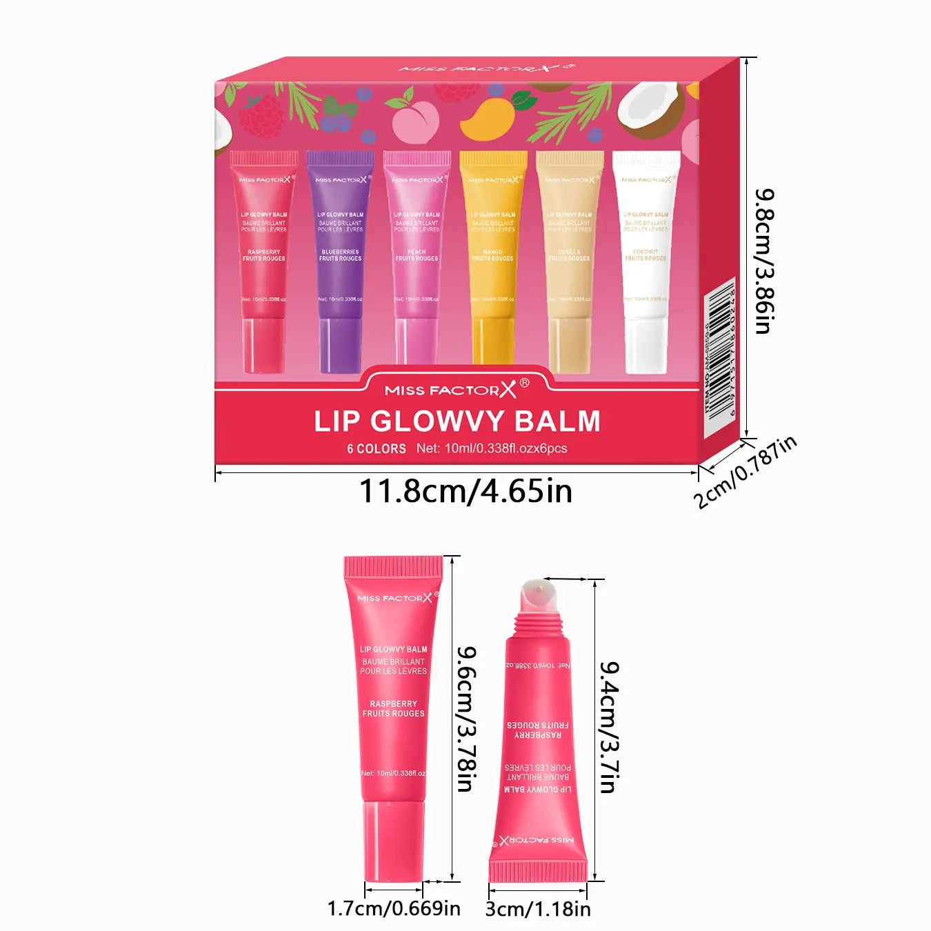 Indulge in Our 6-Piece Fruit Flavor Lip Gloss Set - Moisturizing, Long-Lasting Hydration for Gorgeous Lips - Perfect Gift for Women!