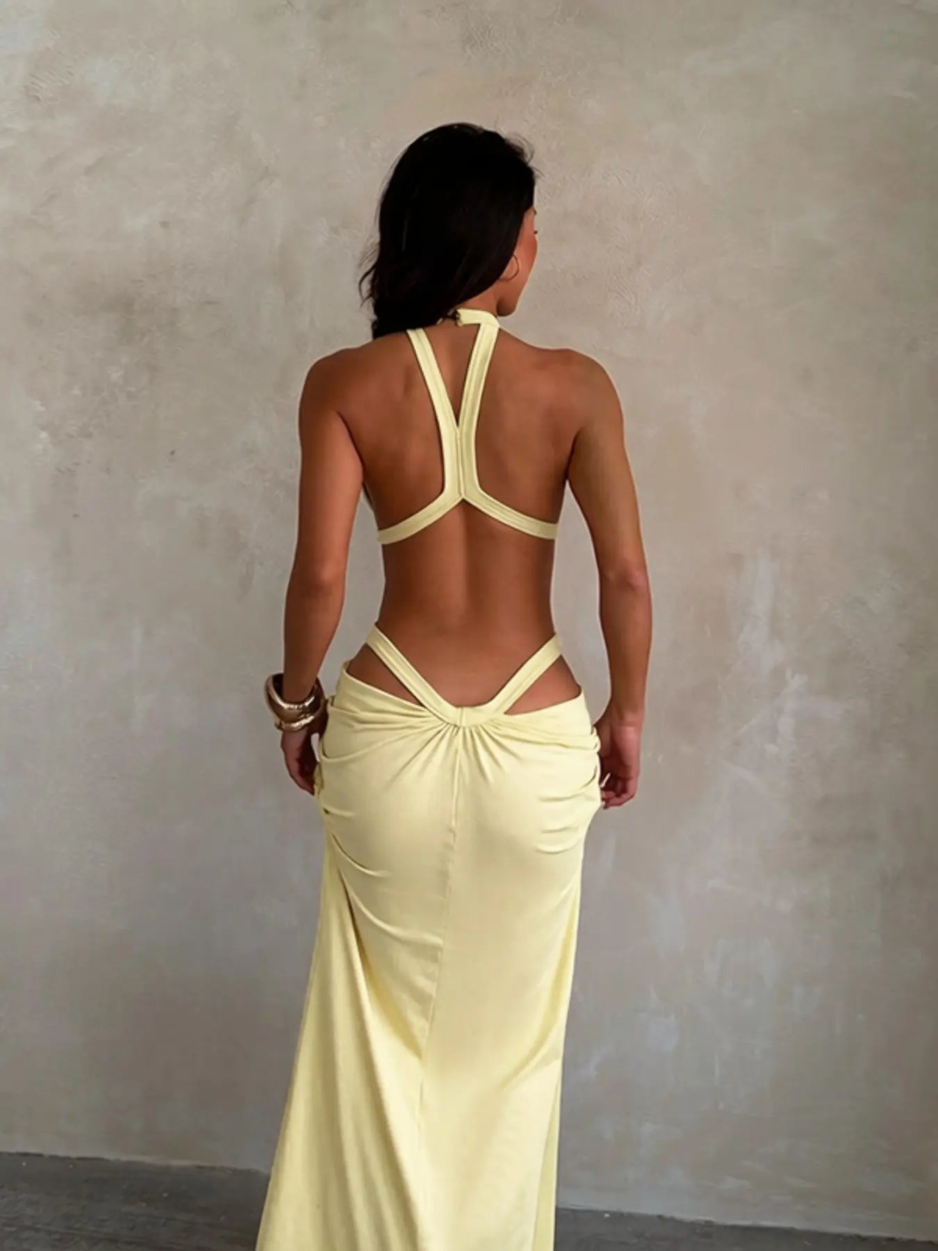 Shimmering Ribbon Vacation Cutout Sleeveless Dress, Elegant Hollow Out Design, Perfect for Summer Parties, Formal Wear, Chic and Comfortable Evening Wear